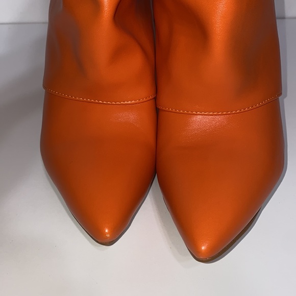 NWOT Azalea Wang “Melina” Stuck on You Pointy Toe Wedge Boot in Orange - Picture 9 of 17